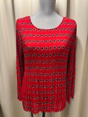 Rose & Olive Red Heart Bell Sleeved Blouse in sheer Polyester